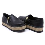 Slip On Zíper Corda Sola Alta Preto Sola Preta DKShoes