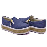 Slip On Zíper Corda Sola Alta Jeans Claro DKShoes