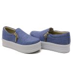 Slip On Zíper Sola Alta Jeans Claro DKShoes