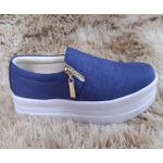 Slip On Zíper Sola Alta Jeans Claro DKShoes