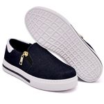 Slip On Zíper Jeans Verniz Branco DKShoes