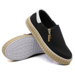 Slip On Zíper Preto Verniz Branco Corda DKShoes