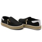 Slip On Zíper Preto Verniz Branco Corda DKShoes