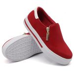 Slip On Zíper Vermelho Verniz Branco DKShoes