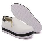 Slip On Zíper Sola Alta Branco Verniz Preto DKShoes