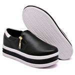 Slip On Zíper Sola Alta Preto Verniz Branco DKShoes