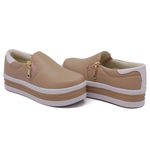 Slip On Zíper Sola Alta Rosê Verniz Branco DKShoes