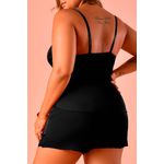 Baby Doll Ritati Plus Size em Liganete e Renda Preto