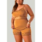 Baby Doll Ritati Plus Size em Liganete e Renda Damasco