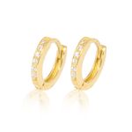 Par De Brinco Argolinha 8mm Em Ouro 18k Cravejada Com Zircônias