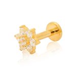 Piercing Em Ouro 18k Flor De Zircônias Para Conch