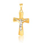 Crucifixo Em Ouro 18k Com Cristo Detalhe Em Ródio