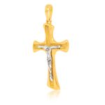 Crucifixo Em Ouro 18k Com Cristo Detalhe Em Ródio
