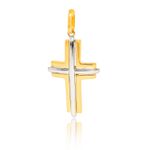 Cruz Em Ouro 18k Com Detalhe Em Ródio
