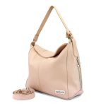 Bolsa Feminina Couro Legitimo Sacola Hobo Média Nude