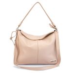 Bolsa Feminina Couro Legitimo Sacola Hobo Média Nude