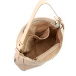 Bolsa Feminina Couro Legitimo Sacola Hobo Média Nude