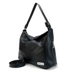 Bolsa Feminina Couro Legitimo Sacola Hobo Média Preta