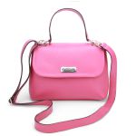 Bolsa Feminina Couro Legitimo Clucth Alça de Mão e Transversal Rosa Pink