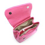 Bolsa Feminina Couro Legitimo Clucth Alça de Mão e Transversal Rosa Pink