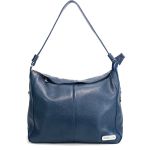 Bolsa Feminina Couro Legitimo Sacola Hobo Média Azul