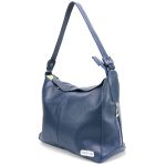 Bolsa Feminina Couro Legitimo Sacola Hobo Média Azul