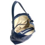 Bolsa Feminina Couro Legitimo Sacola Hobo Média Azul