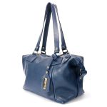 Bolsa Feminina Couro Legitimo Bowling Média Azul Marinho