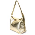 Bolsa Feminina Couro Legitimo Sacola Hobo Média Dourada