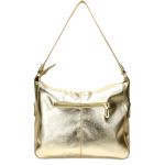 Bolsa Feminina Couro Legitimo Sacola Hobo Média Dourada