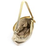 Bolsa Feminina Couro Legitimo Sacola Hobo Média Dourada