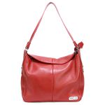 Bolsa Feminina Couro Legitimo Sacola Hobo Média Vermelha