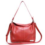 Bolsa Feminina Couro Legitimo Sacola Hobo Média Vermelha