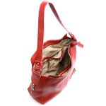 Bolsa Feminina Couro Legitimo Sacola Hobo Média Vermelha