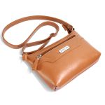 Bolsa Feminina Transversal Pequena em Couro Legitimo Caramelo