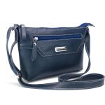 Bolsa Feminina Transversal Pequena em Couro Legitimo Azul