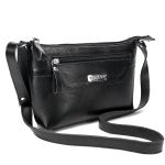 Bolsa Feminina Transversal Pequena em Couro Legitimo Preta