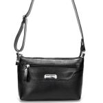 Bolsa Feminina Transversal Pequena em Couro Legitimo Preta