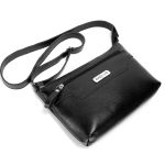 Bolsa Feminina Transversal Pequena em Couro Legitimo Preta