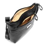 Bolsa Feminina Transversal Pequena em Couro Legitimo Preta
