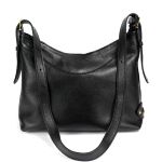 Bolsa Feminina Transversal e Ombro com Regulagem Sacola Média em Couro Legitimo Preta