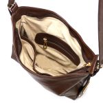 Bolsa Feminina Transversal e Ombro com Regulagem Sacola Média em Couro Legitimo Café