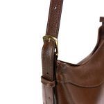 Bolsa Feminina Transversal e Ombro com Regulagem Sacola Média em Couro Legitimo Café