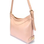 Bolsa Feminina Transversal e Ombro com Regulagem Sacola Média em Couro Legitimo Nude