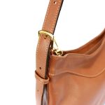 Bolsa Feminina Transversal e Ombro com Regulagem Sacola Média em Couro Legitimo Caramelo 
