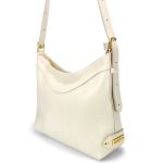 Bolsa Feminina Transversal e Ombro com Regulagem Sacola Média em Couro Legitimo Off White