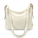 Bolsa Feminina Transversal e Ombro com Regulagem Sacola Média em Couro Legitimo Off White