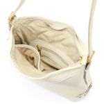 Bolsa Feminina Transversal e Ombro com Regulagem Sacola Média em Couro Legitimo Off White