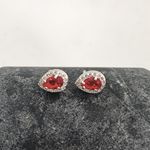 Brinco Gota Vermelha Com Zirconia Prata 925