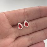 Brinco Gota Vermelha Com Zirconia Prata 925